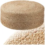 Tectake tectake® Handgefertigter Pouf Banno Elipse aus Jute rund, Boho-Stil - beige