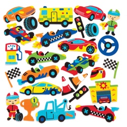 Moosgummi-Aufkleber "Rennwagen" (pro Set 120) Bastelbedarf Verzierung & Dekorationen