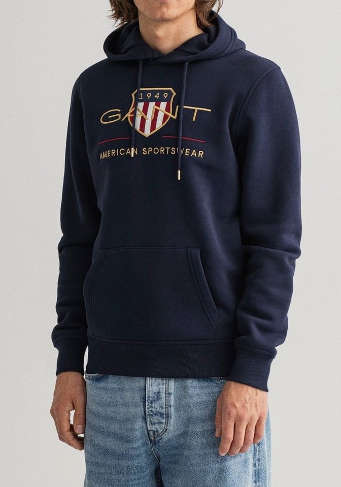 Gant Hoodie ARCHIVE SHIELD HOODIE mit plakativer Markenlogo-Stickerei blau M (50)