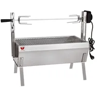 Beeketal 'SGB-8' Tisch Spießbratengrill mit Grillmotor für Hähnchen oder Rollbraten, Spießgrill mit 3-fach verstellbarem Drehspieß für bis zu 4 kg Grillgut, Grillfläche Holzkohlegrill: ca. 60x32 cm