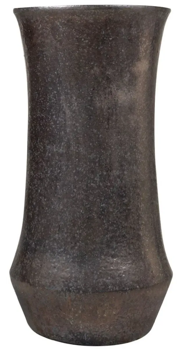 Casa Padrino Jugendstil Blumentopf Schwarz / Bronze Ø 43 x H. 87 cm - Handgefertigter runder Terracotta Pflanzentopf - Garten & Terrassen Deko Accessoires