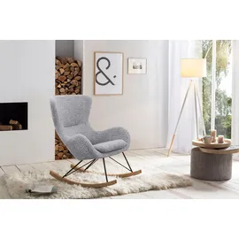 SalesFever Schaukelstuhl", grau |hellgrau B:75cm H:106cm T:102cm, 100% Polyester, Metall, Sessel, Schaukelsessel, In charmantem Teddyfell-Design