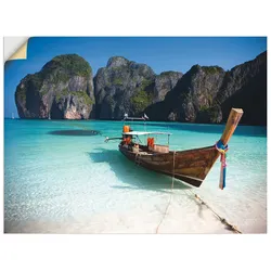 Artland Wandbild »Maya Bay, Koh Phi Phi Leh, Thailand«, Boote & Schiffe, (1 St.), als Leinwandbild, Poster, Wandaufkleber in verschied. Größen Artland Farbe Bild(er): blau