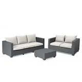 KETER Allibert Salta Gartenmöbel Set mit Gartensofa und Esstisch Wetterfeste Rattanoptik Gartenlounge