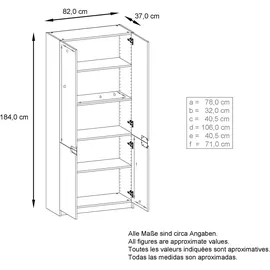 Vladon Logan Aktenschrank 82 x 37 x 185 cm grau