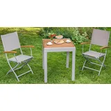 MERXX Gartentisch Balkonauszieh-tisch, 65x130 cm beige|silberfarben