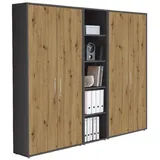 BMG Möbel Aktenschrank Büromöbel Office Edition 10 (Aktenschrank Regal Set, besteht aus 2x Aktenschrank und 1x Regal) mit viel Stauraum, abschließbar braun