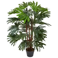 Homescapes künstliche Steckenpalme Rhapis Excelsa, naturgetreue Kunstpflanze im Topf,