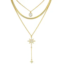 Lulu & Jane Halskette Stern Metall-Legierung Glas in Gelbgold Ketten   Damen