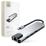 TECH-PROTECT HB02 6in1 USB-C HUB Adapter USB2.0 USB3.0 HDMI 4K 30Hz + RJ45 + PD100W Grau