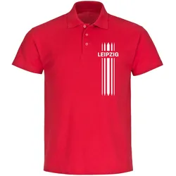 multifanshop Poloshirt - Leipzig - Streifen - Druck weiß - Polo