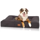 Knuffelwuff Hundebett Sofia Orthopädisch Velours mit Handwebcharakter Schwarz