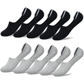 YouShow Sneaker Socken Herren Damen 10 Paar Baumwolle Füsslinge Füßlinge Invisible Schwarz Grau 43-46 - 43-46