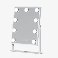 FENCHILIN Schminkspiegel mit Beleuchtung 9 dimmabare Lampen Beleuchteter Schminkspiegel mit Beleuchtun Led Lampen 360° Drehbar Schminkspigel mit Licht 3 Lichtfarben Weiß 25x30 cm