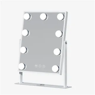 FENCHILIN Schminkspiegel mit Beleuchtung 9 dimmabare Lampen Beleuchteter Schminkspiegel mit Beleuchtun Led Lampen 360° Drehbar Schminkspigel mit Licht 3 Lichtfarben Weiß 25x30 cm