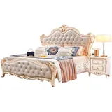 Xlmoebel Schlafzimmer-Set Luxuriöses Bett mit zwei eleganten Nachttischen in klassischem Design, (3-tlg., 3tlg. Bett + 2x Nachttische), Hergestellt in Europa weiß