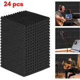 Vingo - Akustikschaumstoff Akustikpaneele, 24er-Set, 30x30x2.5cm, Dreiecksnut schalldichte Wandpaneele, Akustikplatten, Akustikschaumstoff-Matten für
