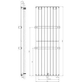 Sapho Badheizkörper 1800 x 600 mm 1205 W weiß Ventilposition