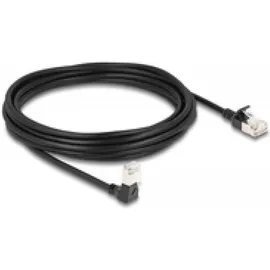 DeLock RJ45 Netzwerkkabel Cat.6A S/FTP Slim 90° unten gewinkelt - gerade 5 m Schwarz