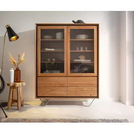 DeLife Vitrine Stonegrace Akazie Natur 2 Türen 4 Schubladen Steinfurnier V-Fuß