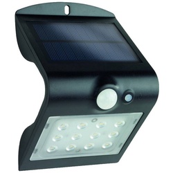 REV Außen-Wandleuchte, Bewegungsmelder, LED fest integriert, Neutralweiß, Solarleuchte mit Bewegungsmelder, Solarlicht für Haus-wand, Schwarz schwarz 9.5 cm x 14.5 cm x 8 cm
