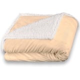 CelinaTex Kuscheldecke XXL 220 x 240 cm beige weiß Felldecke Imitat Wendedecke Nicki Fell Optik Fleece Wohndecke, Sofadecke, Geschenk für Frauen, warm - Oeko-TEX Fantasia