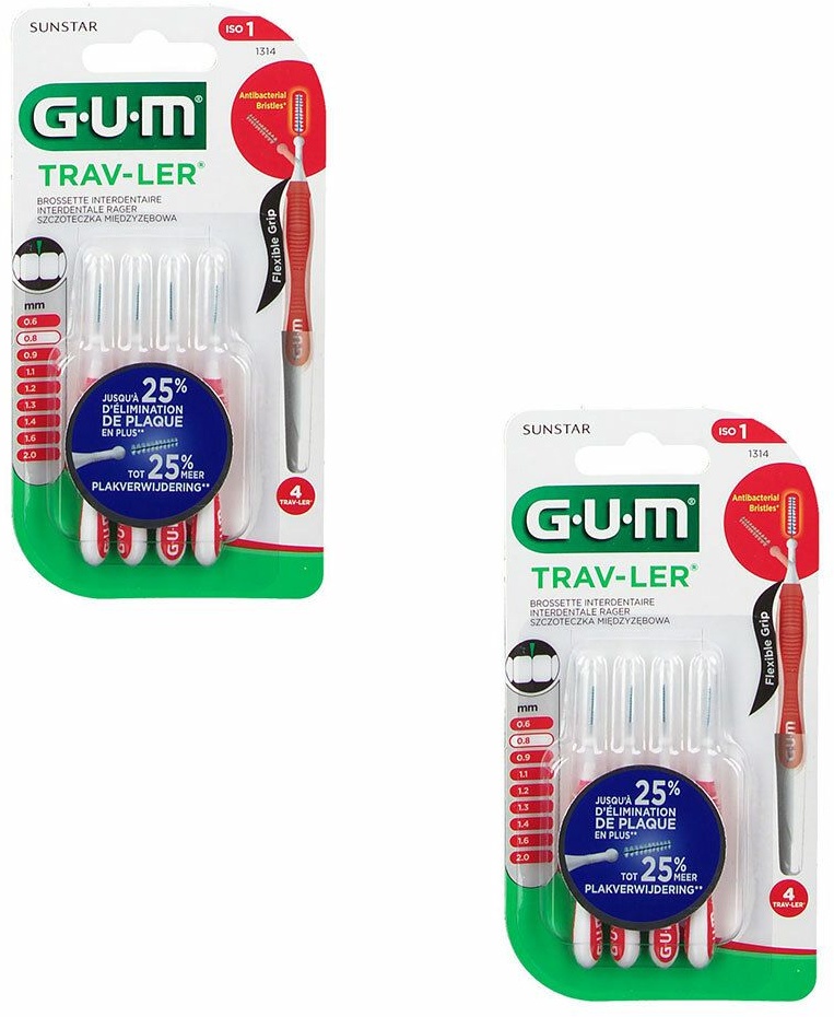 GUM® Proxabrush Trav-ler brossette interdentaire 0,8 mm 2x4 pc(s) brosse(s) à dents