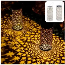 Marrakesch Orient & Mediterran Interior 2er Set Moderne Solarlaterne Solar Laterne Windlicht Lampe Outdoor Joran Weiss