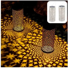 Marrakesch Orient & Mediterran Interior 2er Set Moderne Solarlaterne Solar Laterne Windlicht Lampe Outdoor Joran Weiss