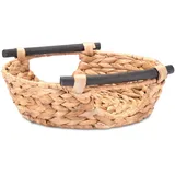 Decorasian Korb zur Aufbewahrung, geflochten aus Wasserhyazinthe mit Griffen - Präsentkorb BZW. Geschenkkorb leer – Ideale Geschenkkörbe von groß bis klein – 27cm