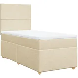 vidaXL Boxspringbett mit Matratze Creme 100x200 cm Stoff