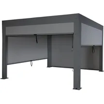 Mendler Pergola MCW-L46 mit Seitenwand Anthrazit 11 cm Alu-Gestell 3 x 4 m