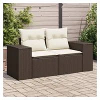 vidaXL Gartensofa mit Kissen 2-Sitzer Braun Poly Rattan