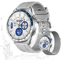 Zevelora Herren's Telefonfunktion IP67 Wasserdicht Fitness-Tracker Smartwatch (1.56 Zoll, Android/iOS), Fitnessuhr mit Herzfrequenz-, SpO2- & Temperaturmessung silberfarben