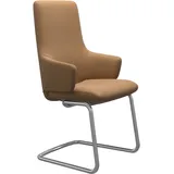 Polsterstuhl STRESSLESS "Laurel", braun (taupe paloma, chrom glänzend), B:58cm H:105cm T:60cm, Leder PALOMA: PALOMA ist ein durchgefärbtes Semianilin-Möbelleder mit natürlicher Narbung., Stühle, Polsterstuhl, High Back mit Armlehne, Größe L, mit Beinen aus Stahl in Chrom