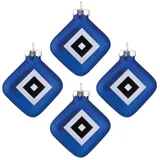 HSV Weihnachtsbaumkugel Christbaumkugel Rauten-Form 4er Set blau