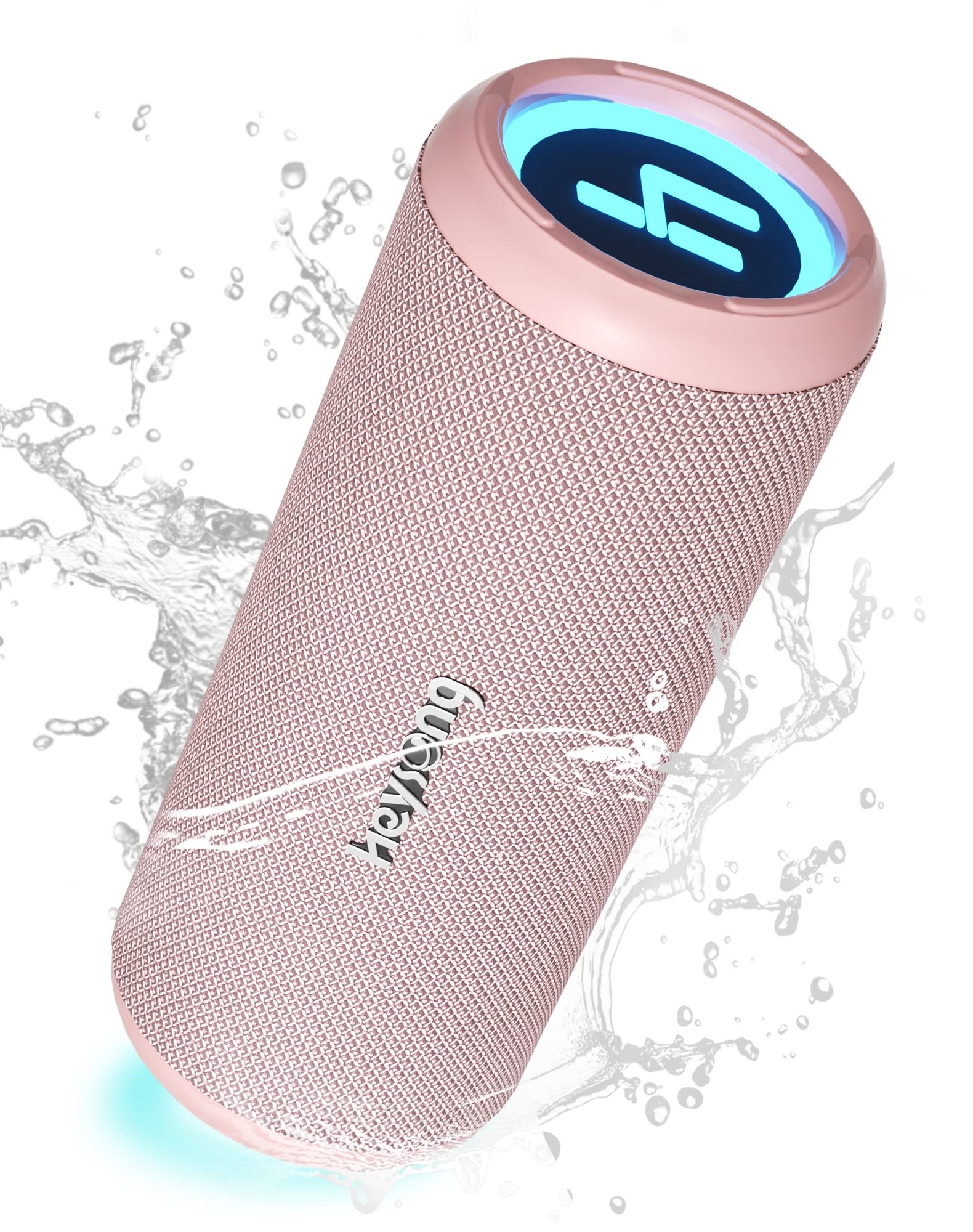 HEYSONG Bluetooth Lautsprecher, Musikbox Tragbarer Kabellos Bluetooth Box mit Licht, Wasserschutz Boxen und 360° Surround Sound, Dualen Bass-Treibern, TF Karte, USB Stick, Pool, Garten Zubehör - Rosa