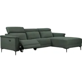 Home Affaire Ecksofa HOME AFFAIRE "LUND, L-Form, 261cm, man. o. elektr. Relaxfunktion (mit USB-A)", grün (dunkelgrün), B:261cm H:97cm T:179cm, Webstoff 100% Polyester, Sofas, Ecksofa, und Kopfteilverstellung