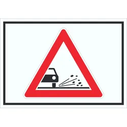 HB-Druck Schild Achtung Splitt Schotter Symbol A1 Rückseite selbstklebend