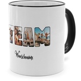 PhotoFancy® - Fototasse 'Team' - Personalisierte Tasse mit eigenem Foto und Text selbst gestalten - Schwarz