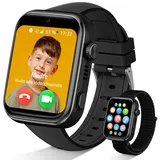 4G Smartwatch Kinder mit GPS und Telefon, IP68 Wasserdicht Kinder Smartwatch mit Videoanruf, SOS, Schulmodus, Voice Chat, WhatsApp, Schrittzähler, Wecker Kinderuhr für Mädchen und Jungen, Schwarz