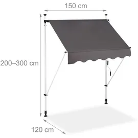 Relaxdays Klemmmarkise 150 x 120 cm grau 10023701