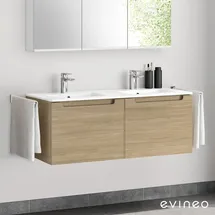Evineo ineo5 Unterschrank B: 120 cm, 2 Auszüge, mit Griffmulde, für evineo ineo Doppelwaschtisch,, BE0308OA,