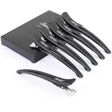Haarklammern Friseurbedarf, Haarclips zum Stylen und Schneiden, Abteilklammern Friseur, Haarspangen Friseur mit Silikonband, Große Haarklammern für Dickes & Dünnes Haare - 6 Packs