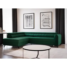 Sofnet Ecksofa mit Schlaffunktion und Bettkasten, Wohnlandschaft mit einstellbare Kopfstützen, Couch, Sofa, Bettsofa, Schlafsofa Grün (Kronos 19)...