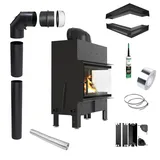 Lufteckkamin KRATKI FLOKI rechts 10kW Ø200 schwarz Montageset