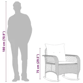 vidaXL Garten-Schaukelstuhl mit Kissen Beige Poly Rattan, Gartenstuhl, Gartensessel, Outdoor-Schaukelstuhl, Schaukelsessel, Schwingsessel