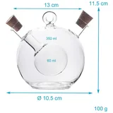 Intirilife 2-in-1 Essig- und Ölspender aus Glas mit zwei Öffnungen - 350 ml / 60 ml Füllmenge - 13 x 10.5 x 11.5 cm - Ölflasche mit Korken Dekorativ