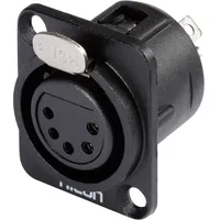 HICON HI-X5DF-M XLR-Steckverbinder Flanschbuchse, Kontakte gerade Polzahl: 5 Schwarz