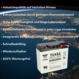 YUASA Blei-Akku REC22-12I Pb 12V 22Ah Zyklenfest, M5 Innengewinde